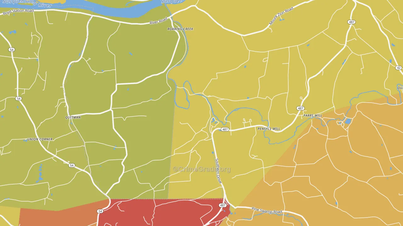 Knoebels Grove, PA Map of Arson Rates