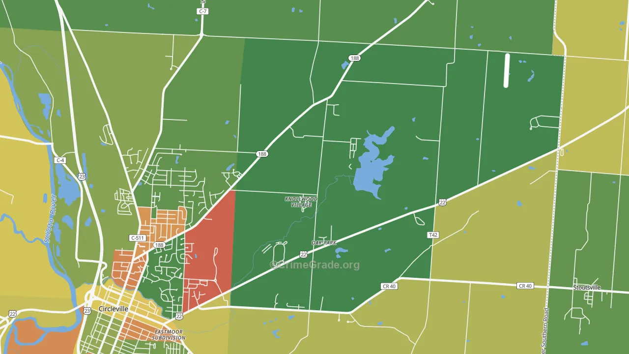 Knollwood Village, OH Map of Arson Rates