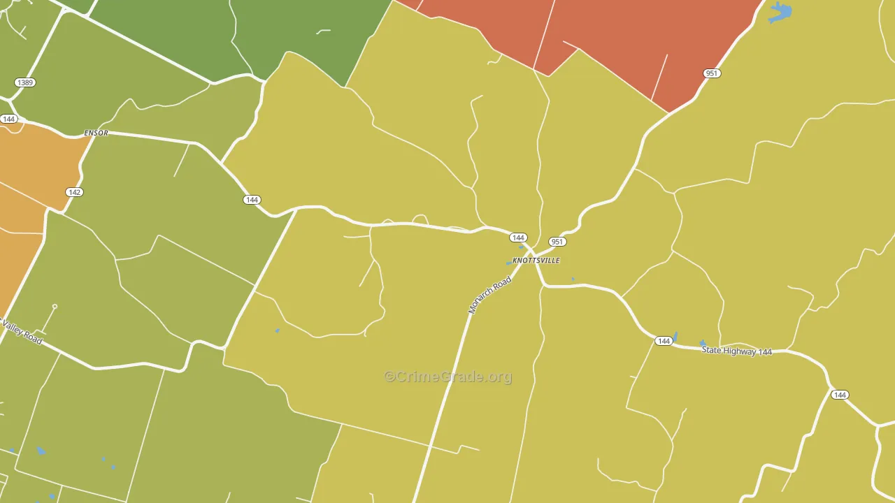 Knottsville, KY Map of Arson Rates
