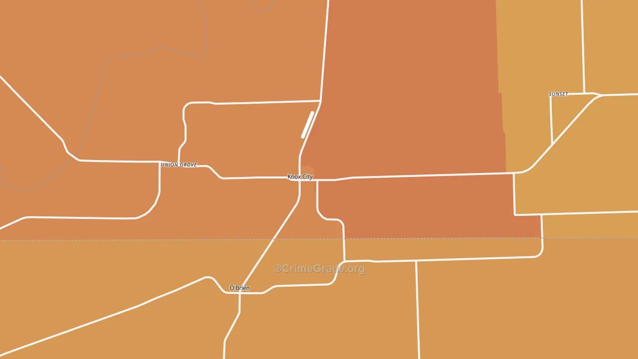 Knox City, TX Map of Arson Rates
