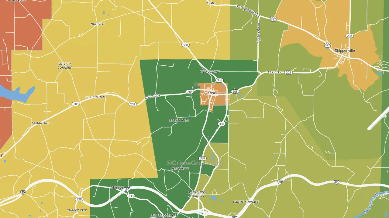 Knox, PA Map of Arson Rates