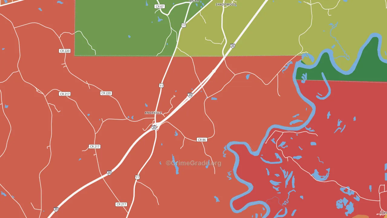 Knoxville, AL Map of Arson Rates