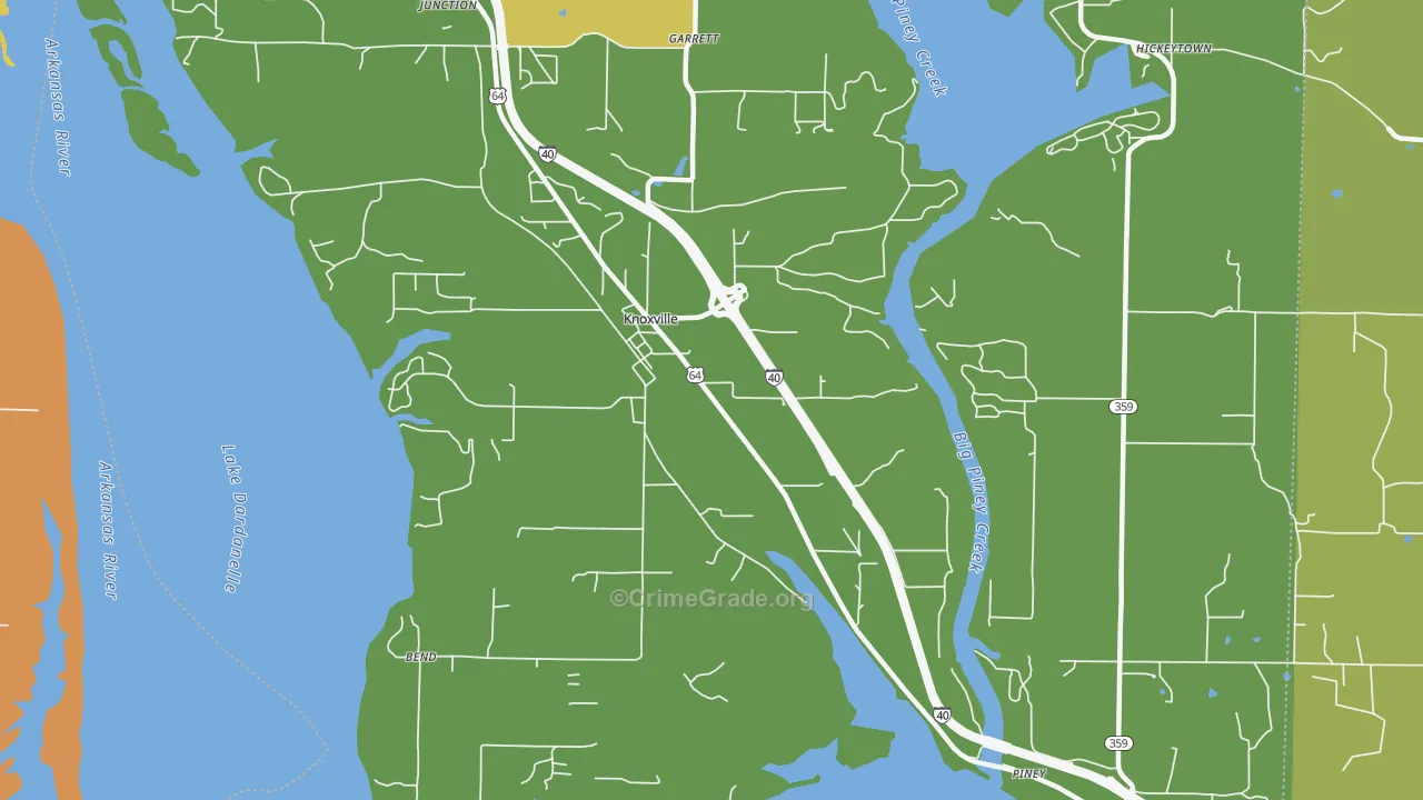 Knoxville, AR Map of Arson Rates