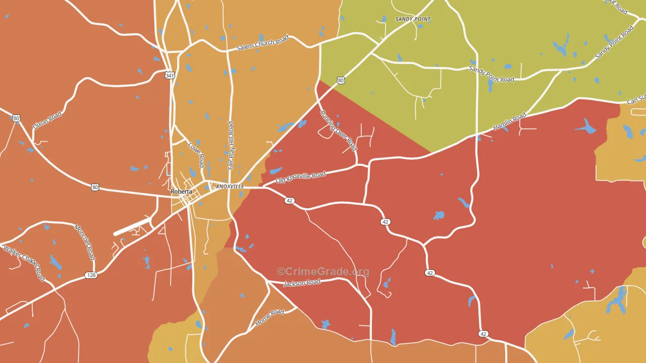 Knoxville, GA Map of Arson Rates
