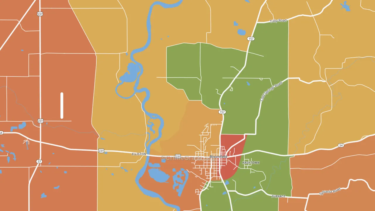 Koleen, IN Map of Arson Rates