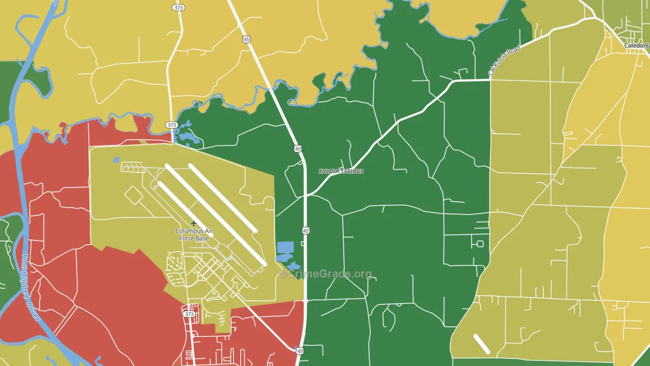Kolola Springs, MS Map of Arson Rates