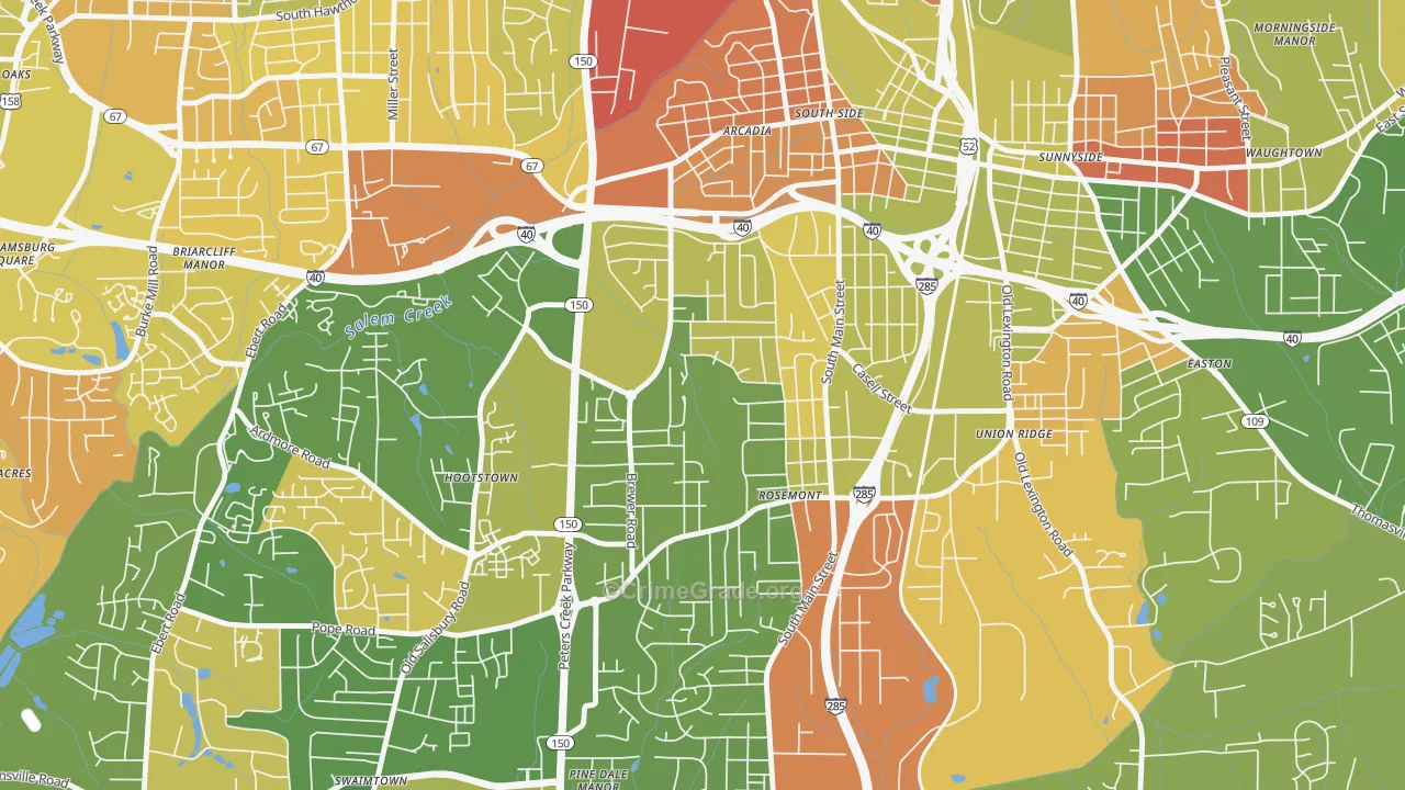 Konnoak, Winston-Salem, NC Map of Arson Rates