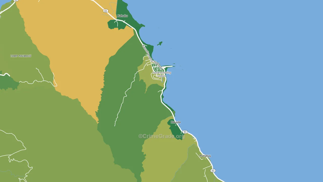 Koolauloa, Laie, HI Map of Arson Rates