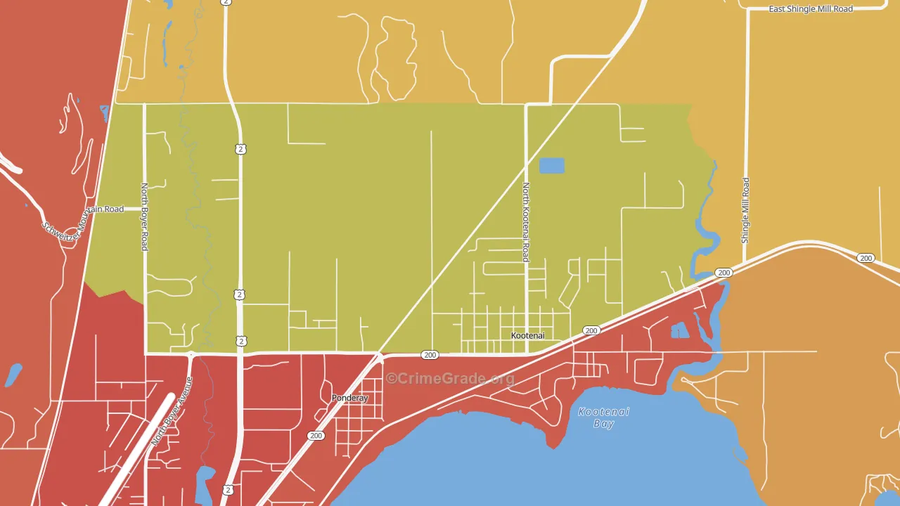Kootenai, ID Map of Arson Rates