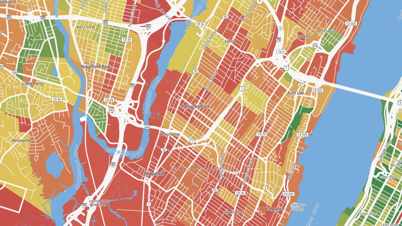 Koreatown, Palisades Park, NJ Map of Arson Rates