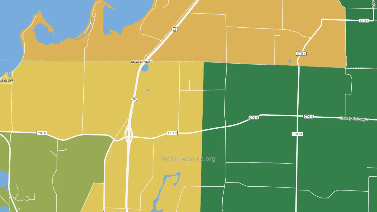 Koshkonong, WI Map of Arson Rates
