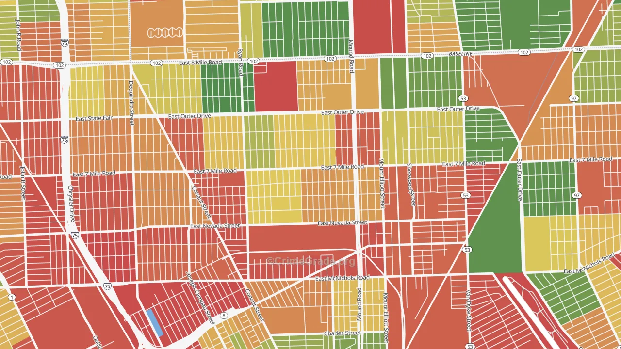 Kranz Woods, Detroit, MI Map of Arson Rates