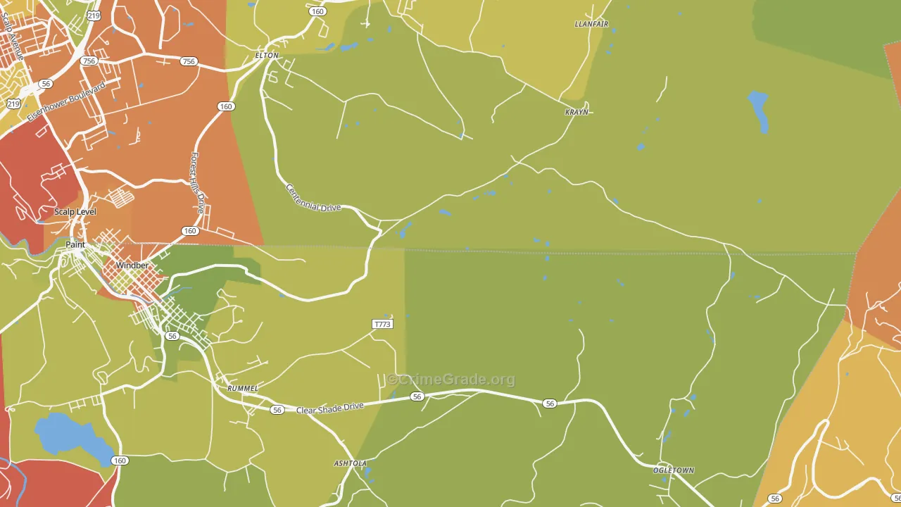 Krayn, PA Map of Arson Rates