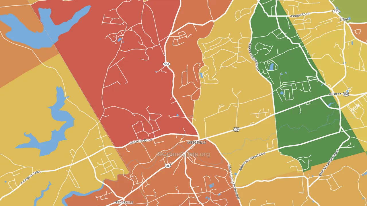 Kresgeville, PA Map of Arson Rates