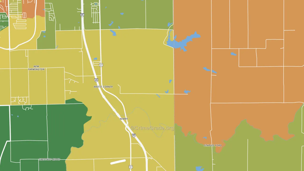 Kriete Corners, IN Map of Arson Rates