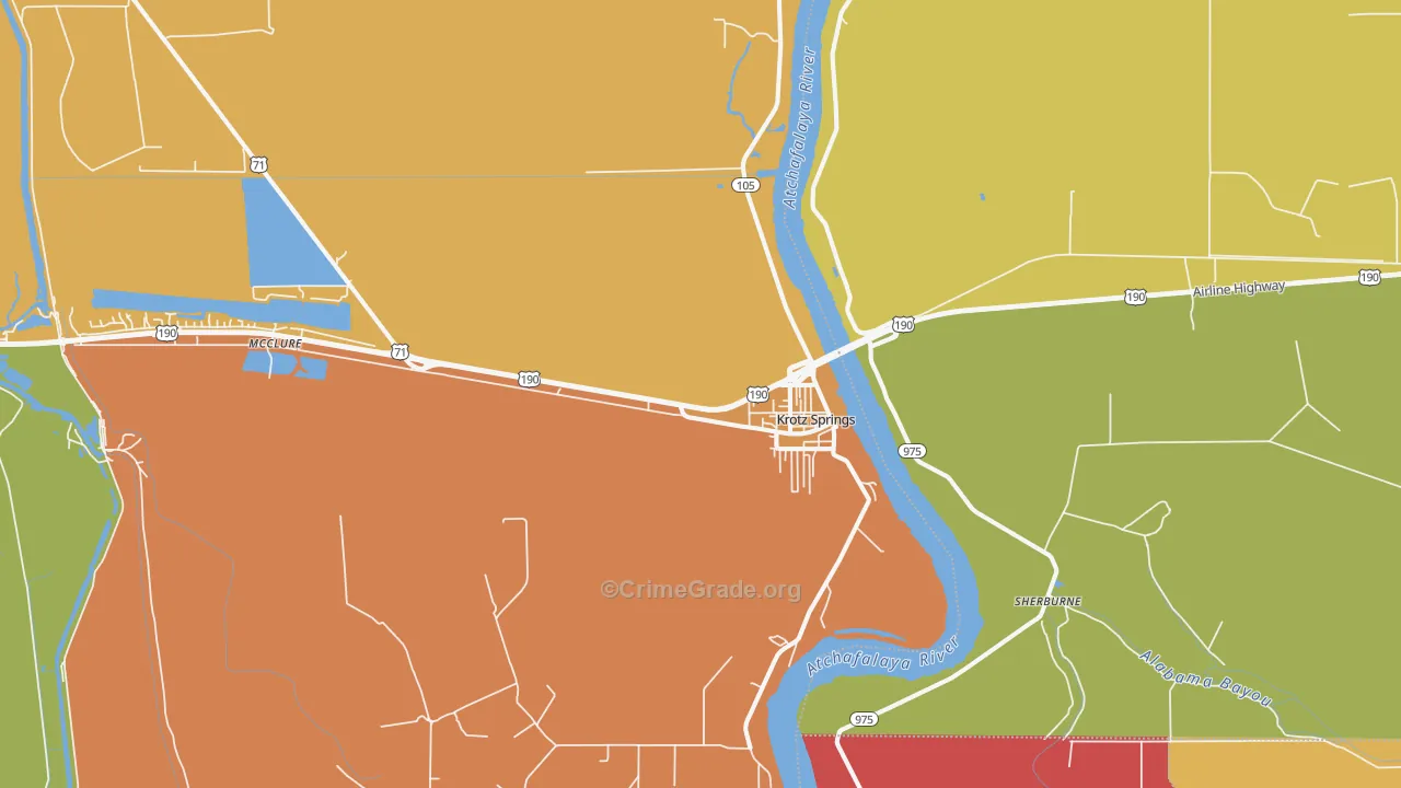 Krotz Springs, LA Map of Arson Rates