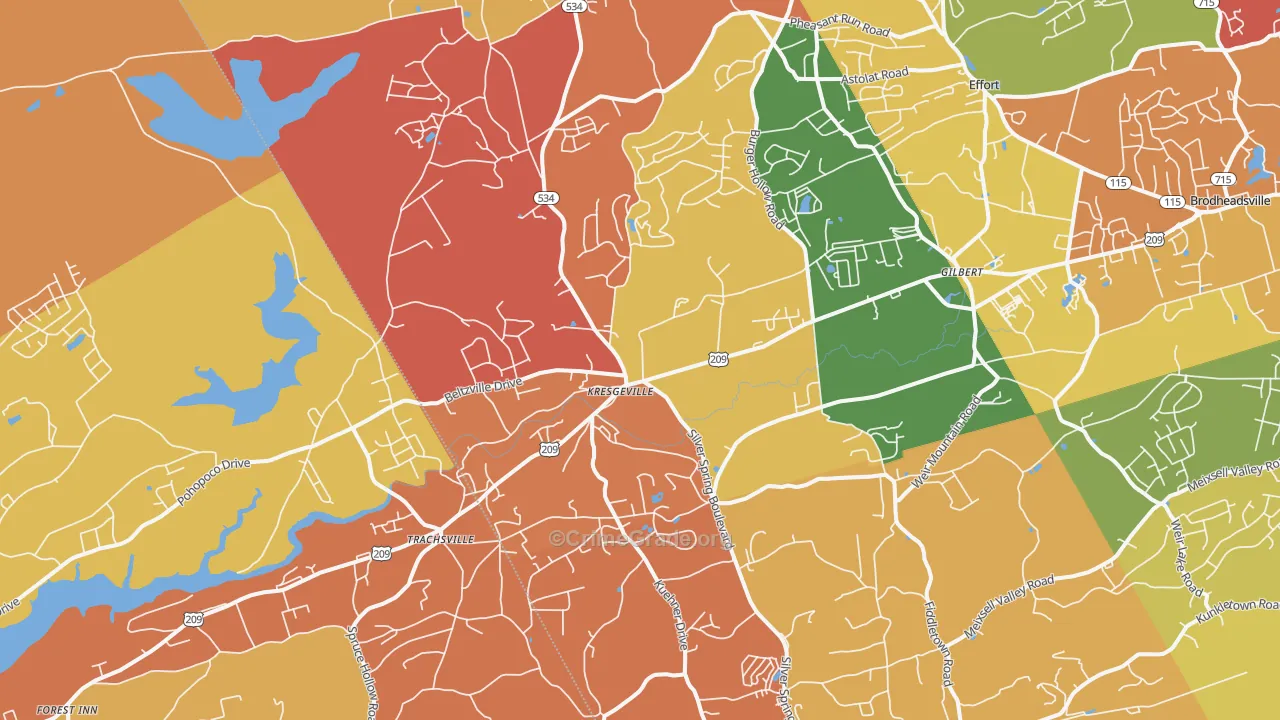 Kunkletown, PA Map of Arson Rates