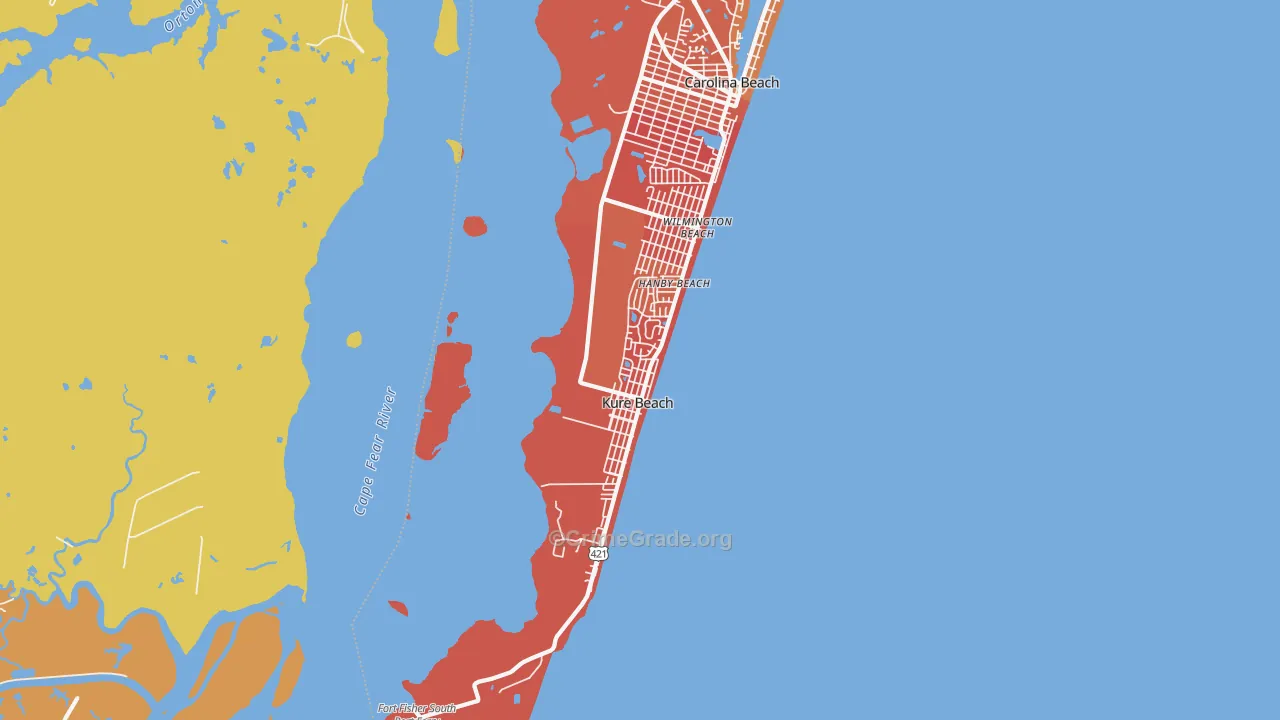 Kure Beach, NC Map of Arson Rates