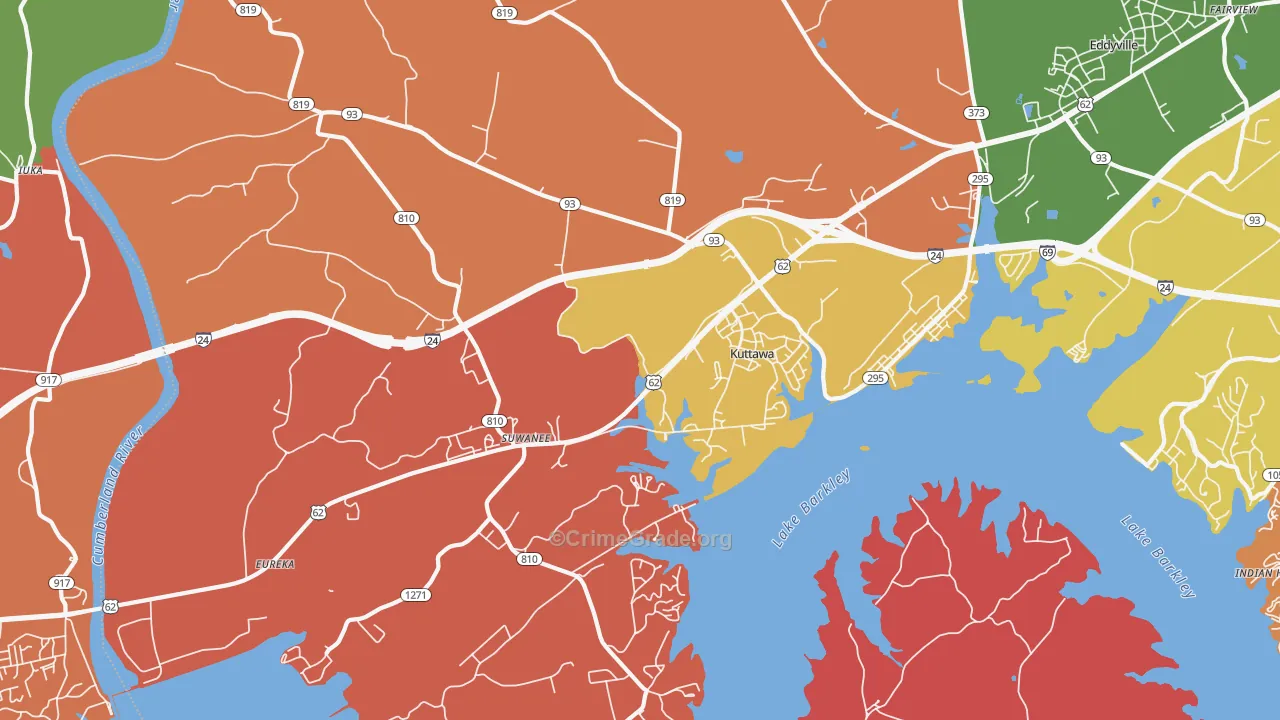 Kuttawa, KY Map of Arson Rates