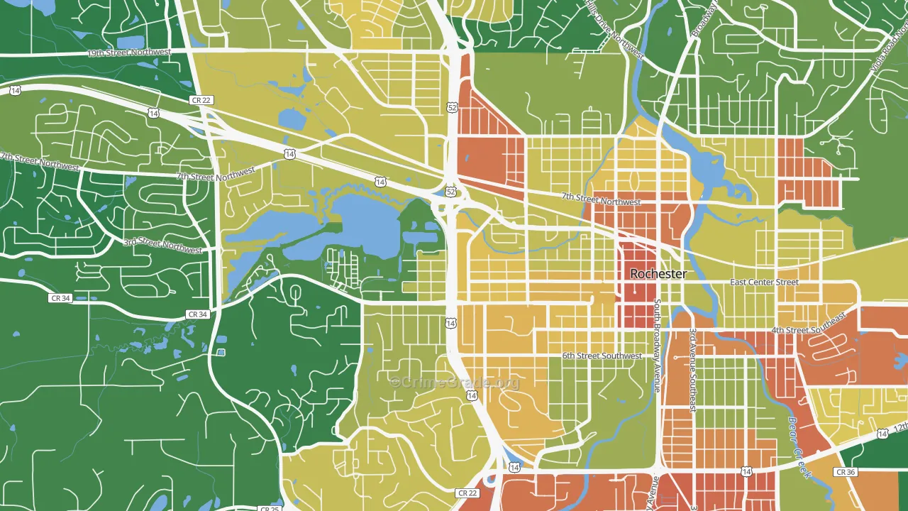 Kutzky Park, Rochester, MN Map of Arson Rates