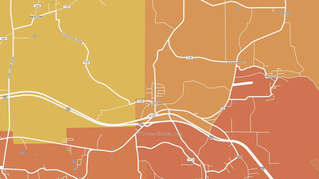 Kylertown, PA Map of Arson Rates