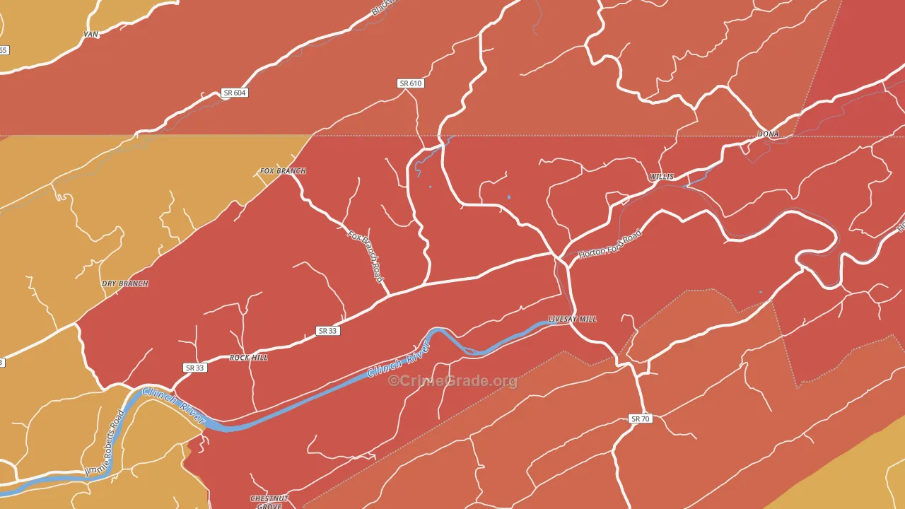 Kyles Ford, TN Map of Arson Rates