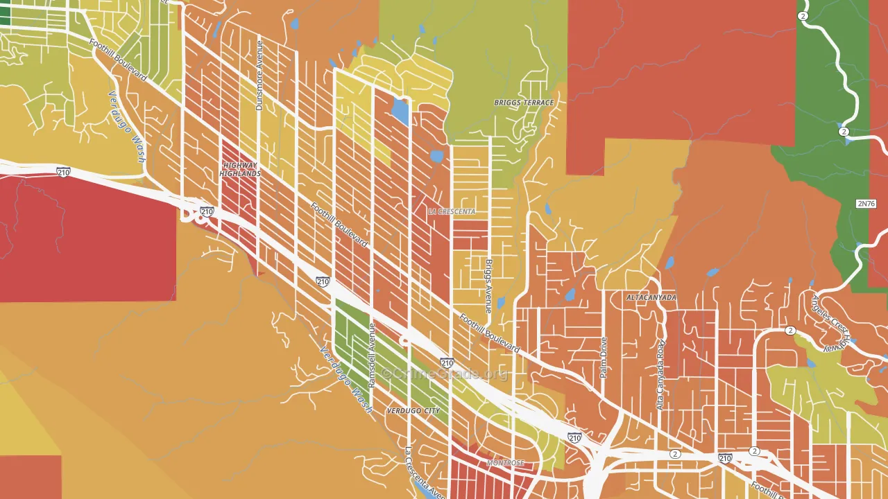 La Crescenta-Montrose, CA Map of Arson Rates