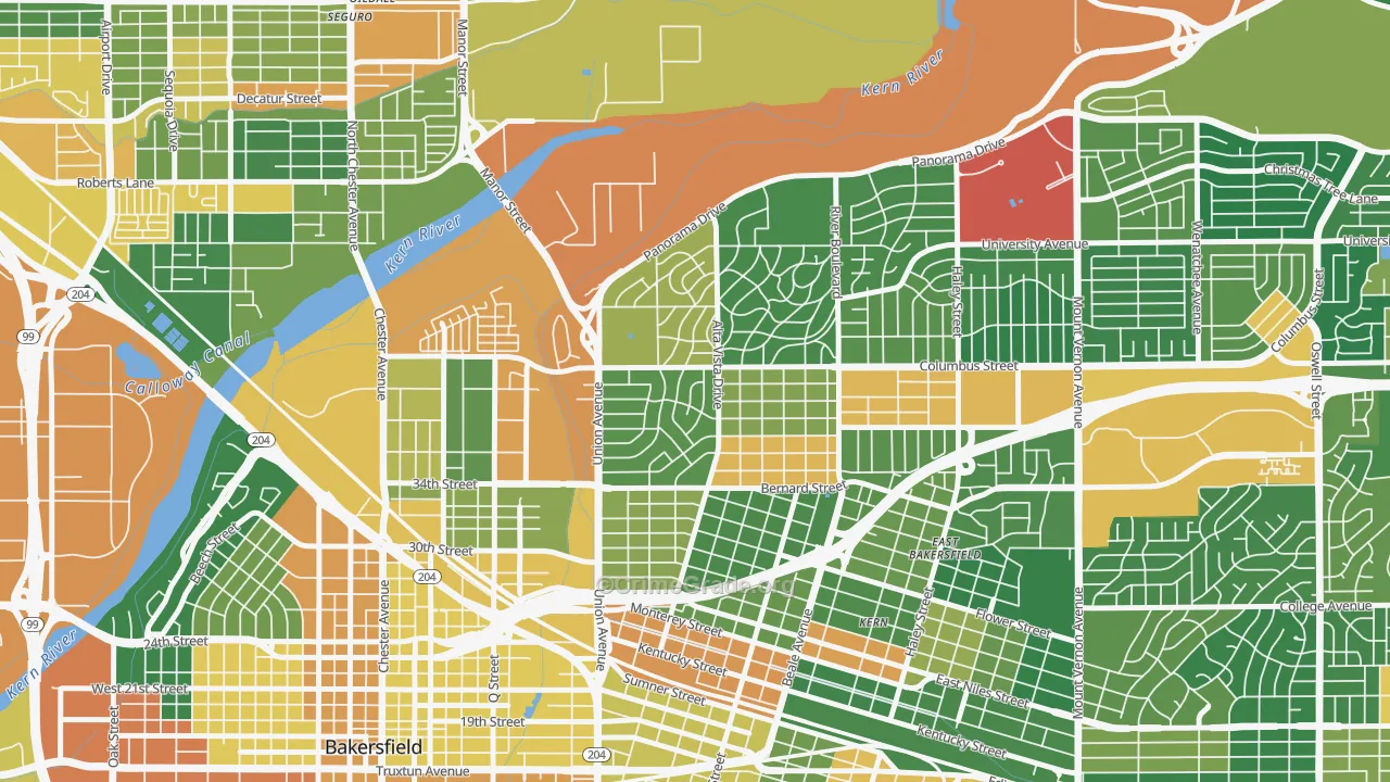 La Cresta-Alta Vista, Bakersfield, CA Map of Arson Rates
