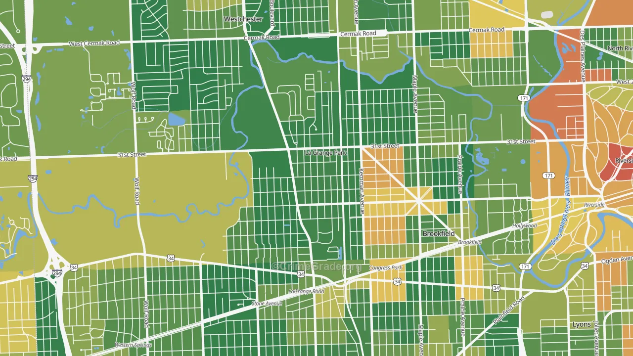 La Grange Park, IL Map of Arson Rates