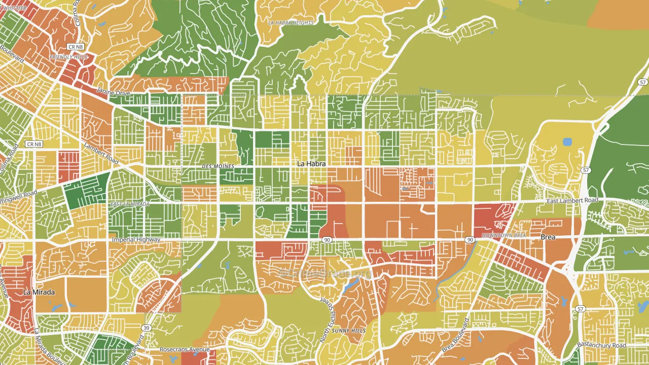 La Habra City, La Habra, CA Map of Arson Rates