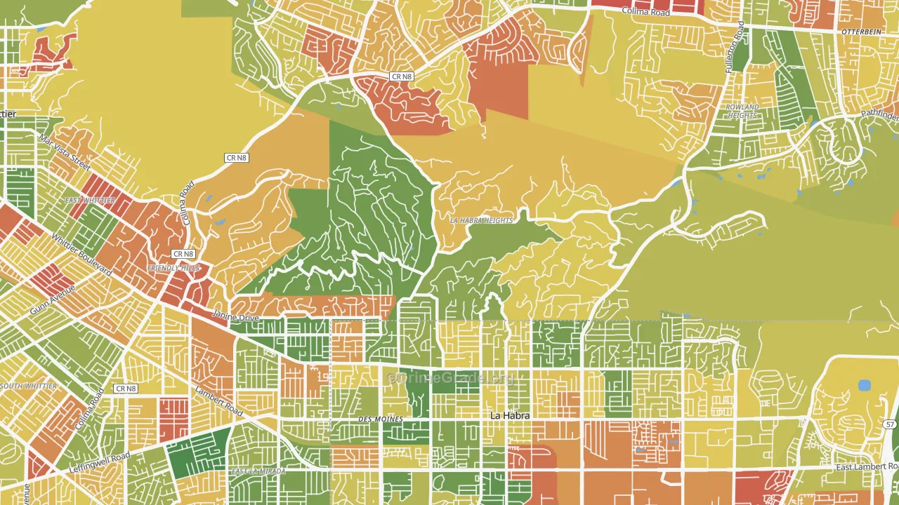 La Habra Heights, CA Map of Arson Rates