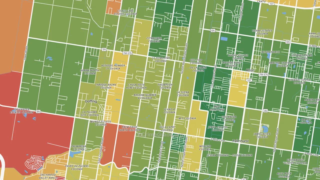 La Homa, Mission, TX Map of Arson Rates