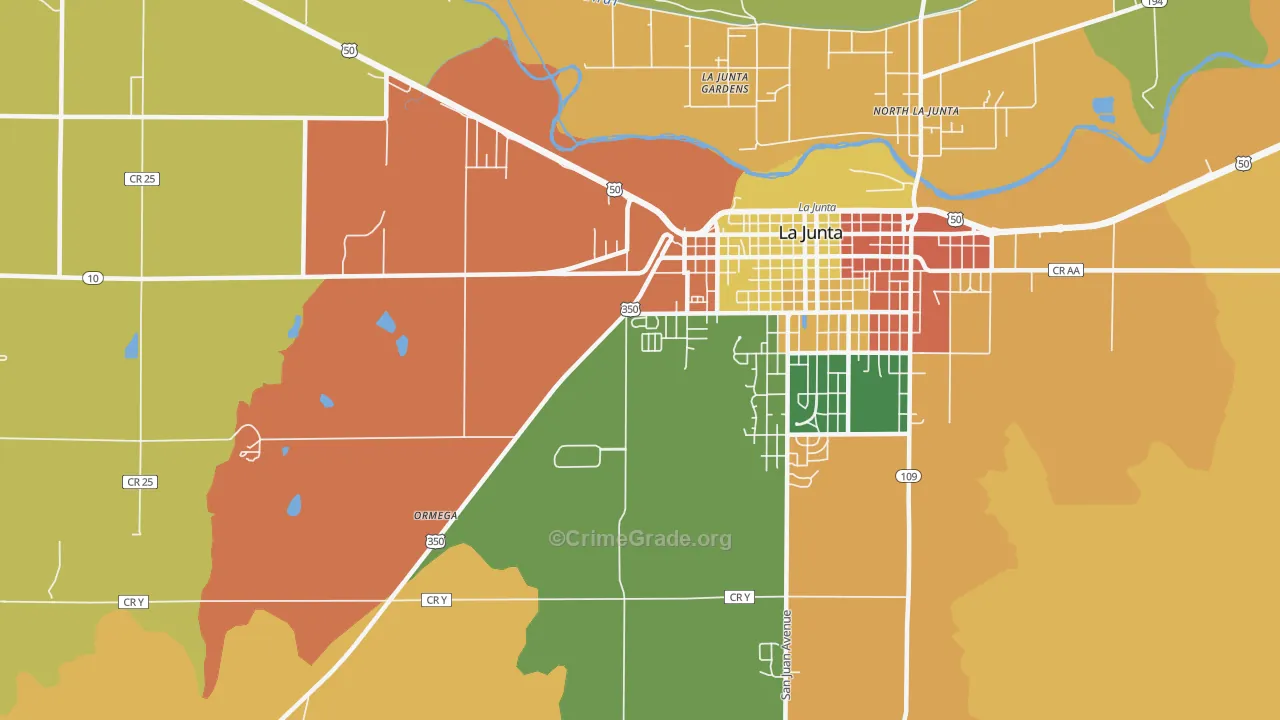 La Junta Gardens, CO Map of Arson Rates