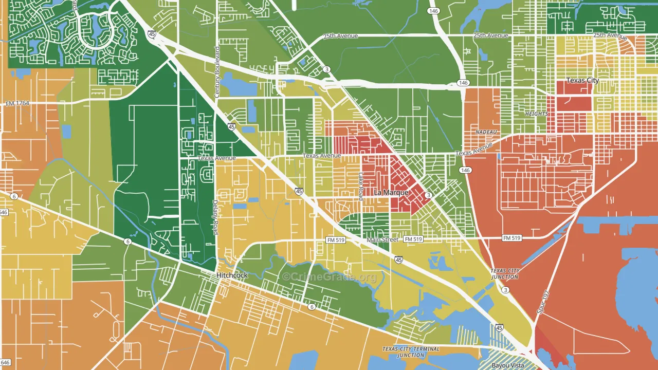 La Marque, TX Map of Arson Rates