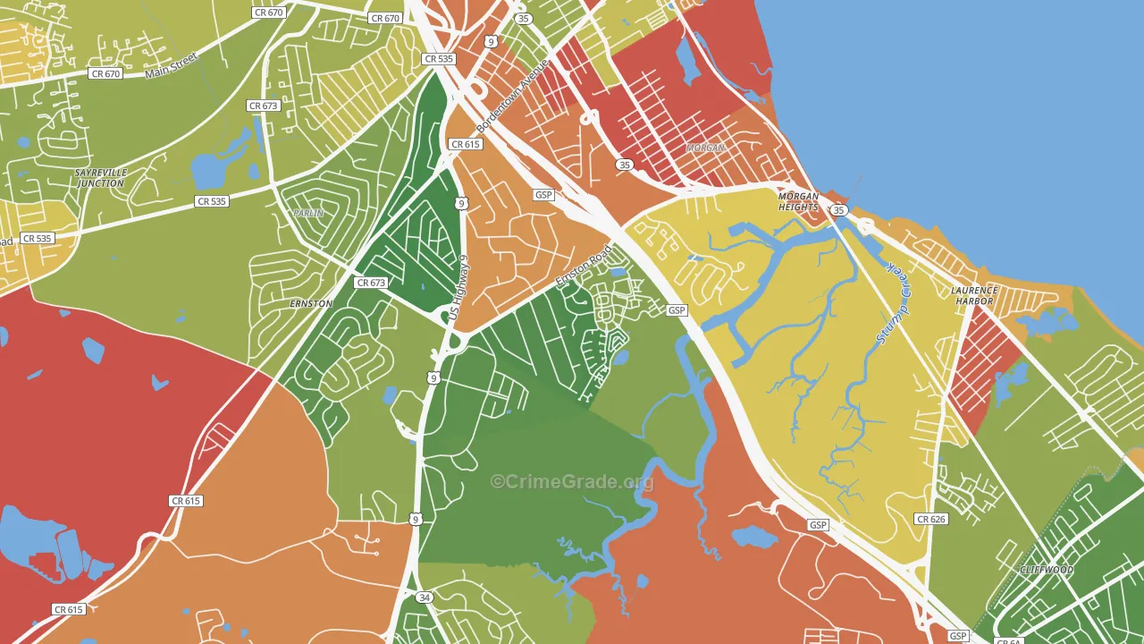 La Mer, Parlin, NJ Map of Arson Rates