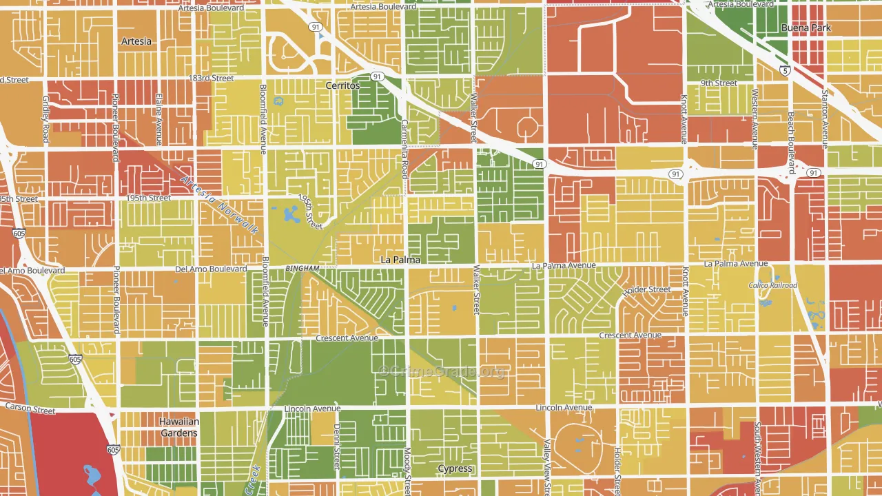 La Palma, CA Map of Arson Rates