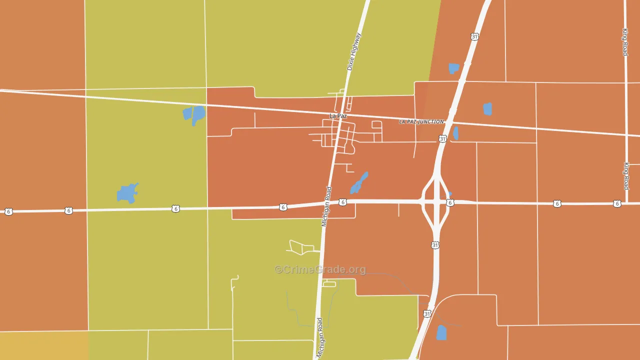 La Paz, IN Map of Arson Rates
