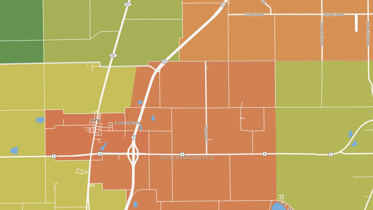La Paz Junction, IN Map of Arson Rates