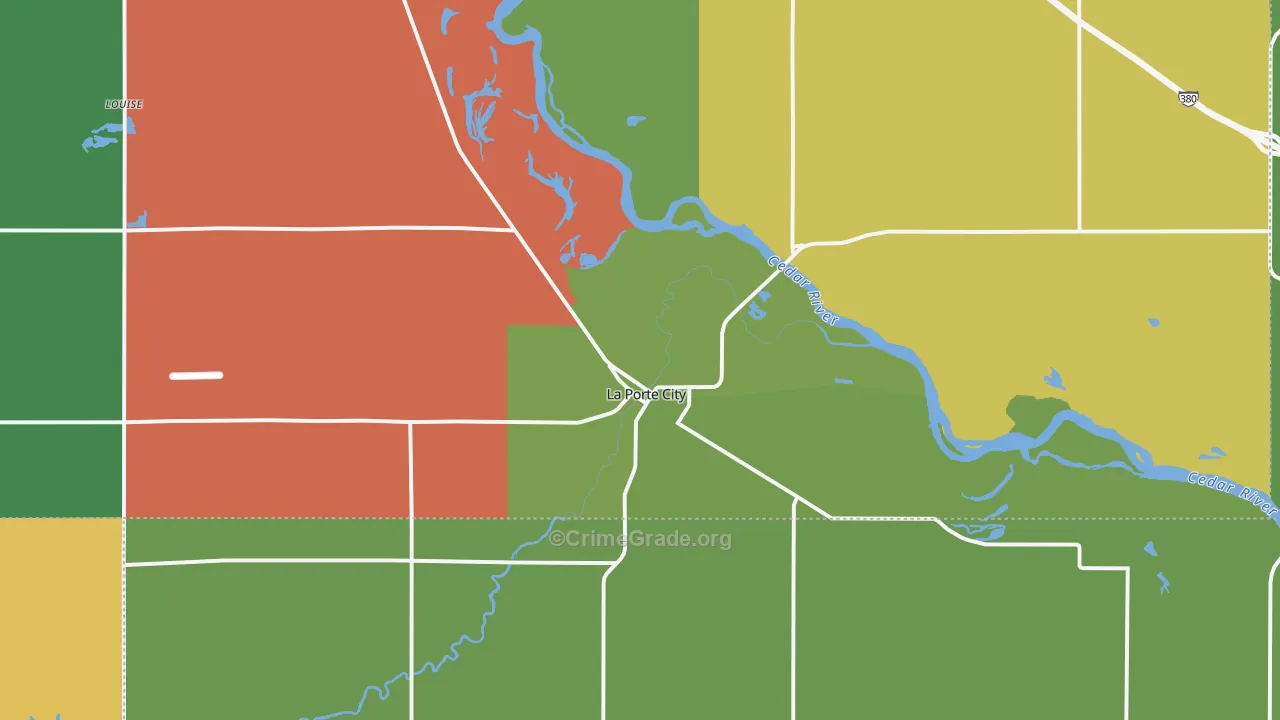 La Porte City, IA Map of Arson Rates