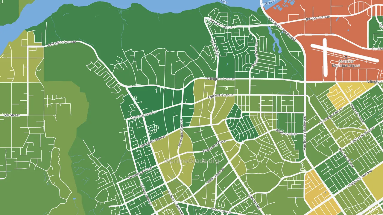 La Sierra Acres, Riverside, CA Map of Arson Rates