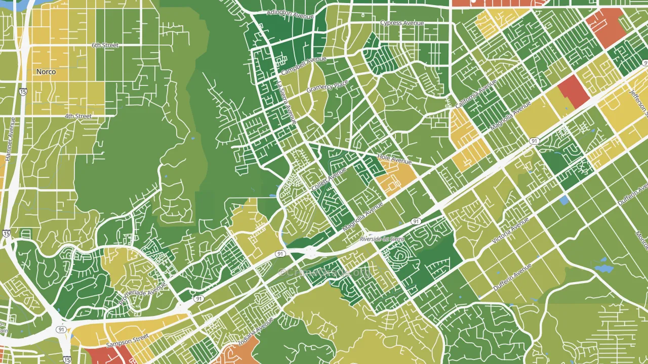 La Sierra, Riverside, CA Map of Arson Rates