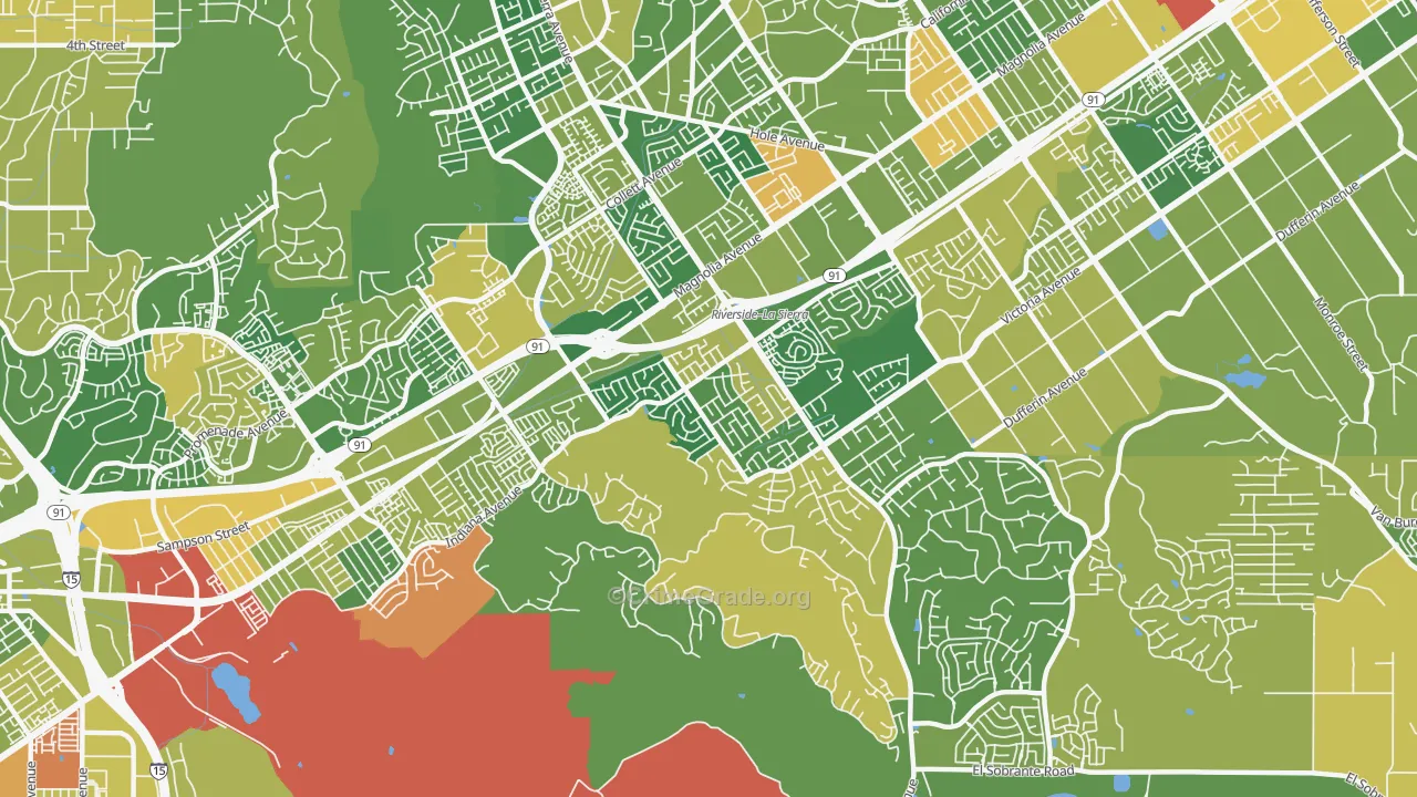 La Sierra South, Riverside, CA Map of Arson Rates