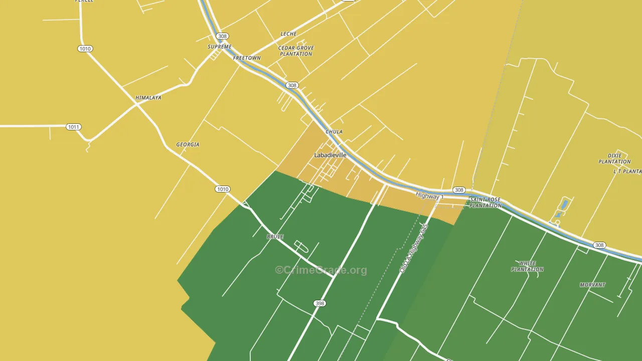 Labadieville, LA Map of Arson Rates