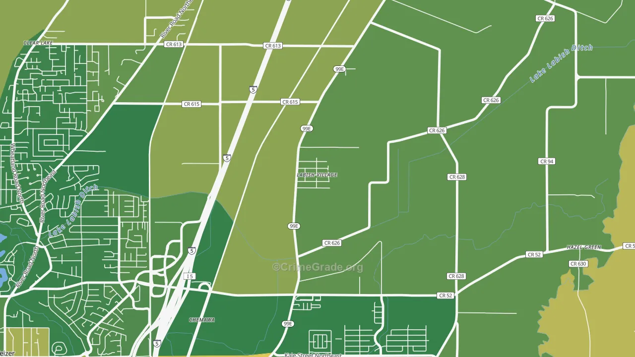 Labish Village, OR Map of Arson Rates