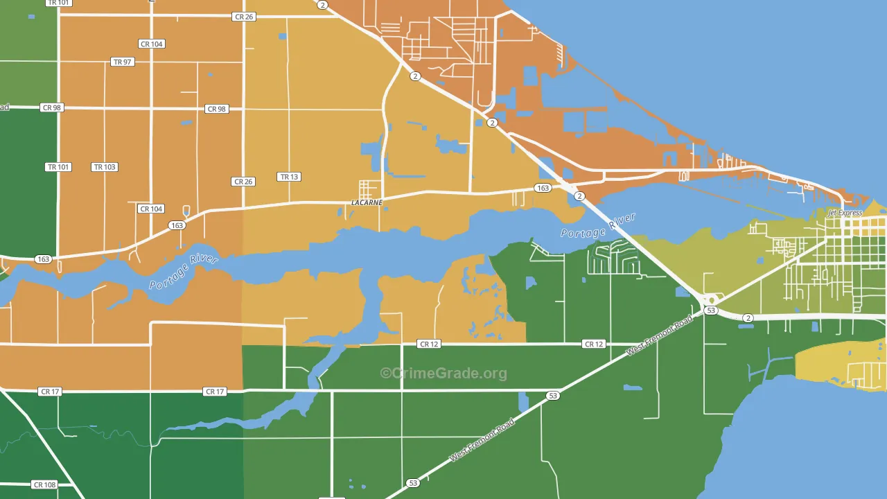 Lacarne, OH Map of Arson Rates