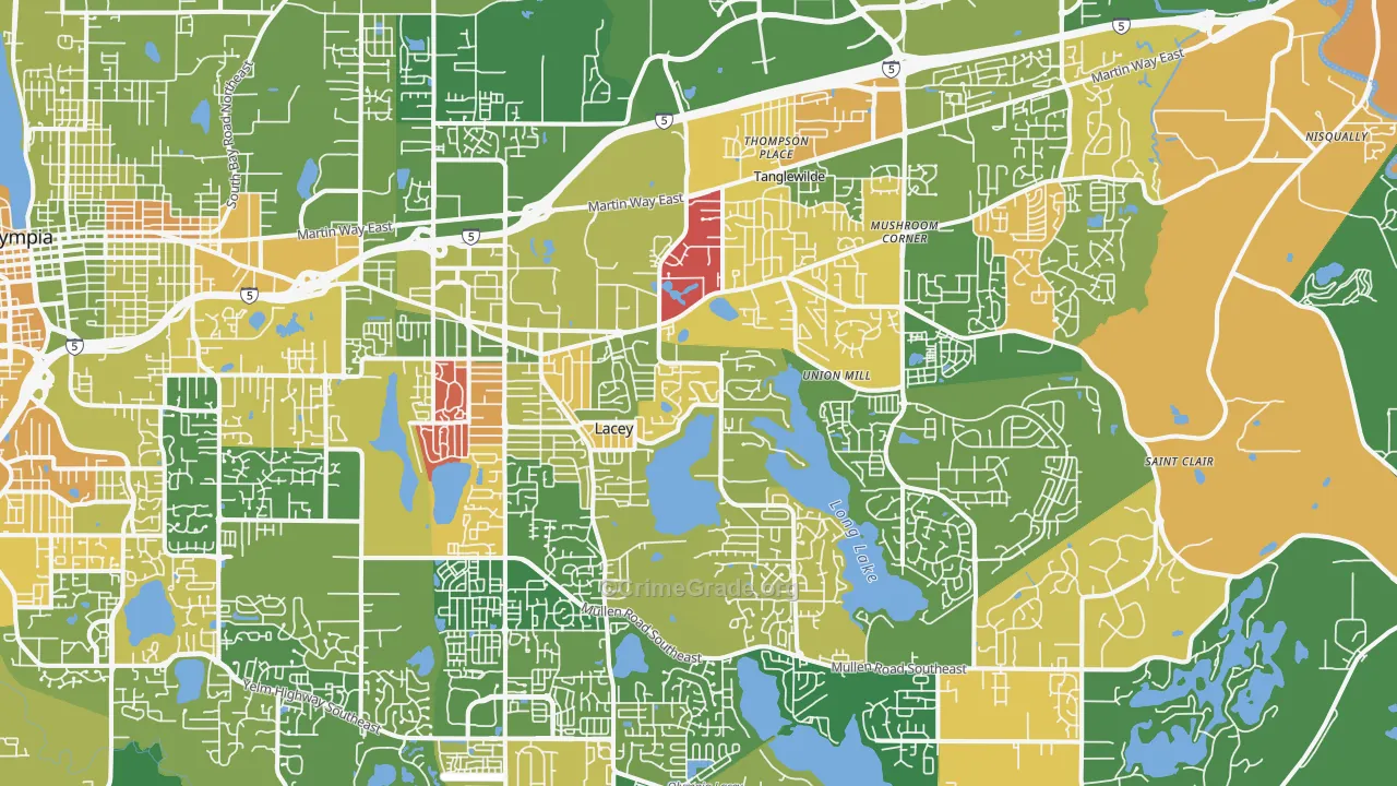 Lacey, WA Map of Arson Rates