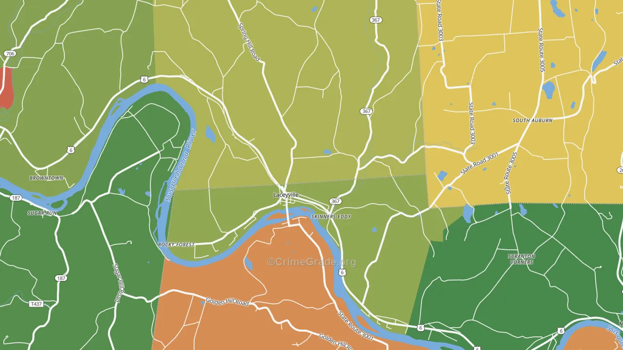 Laceyville, PA Map of Arson Rates