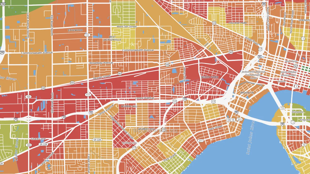 Lackawanna, Jacksonville, FL Map of Arson Rates