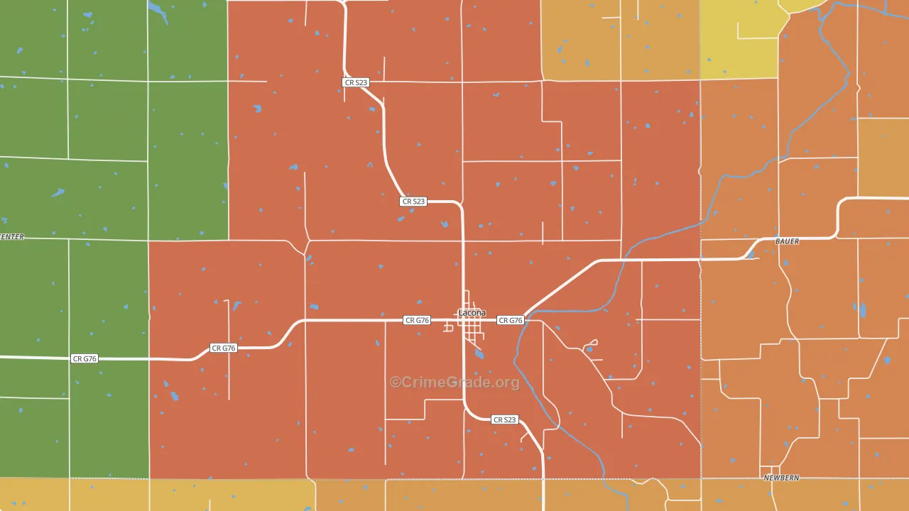 Lacona, IA Map of Arson Rates