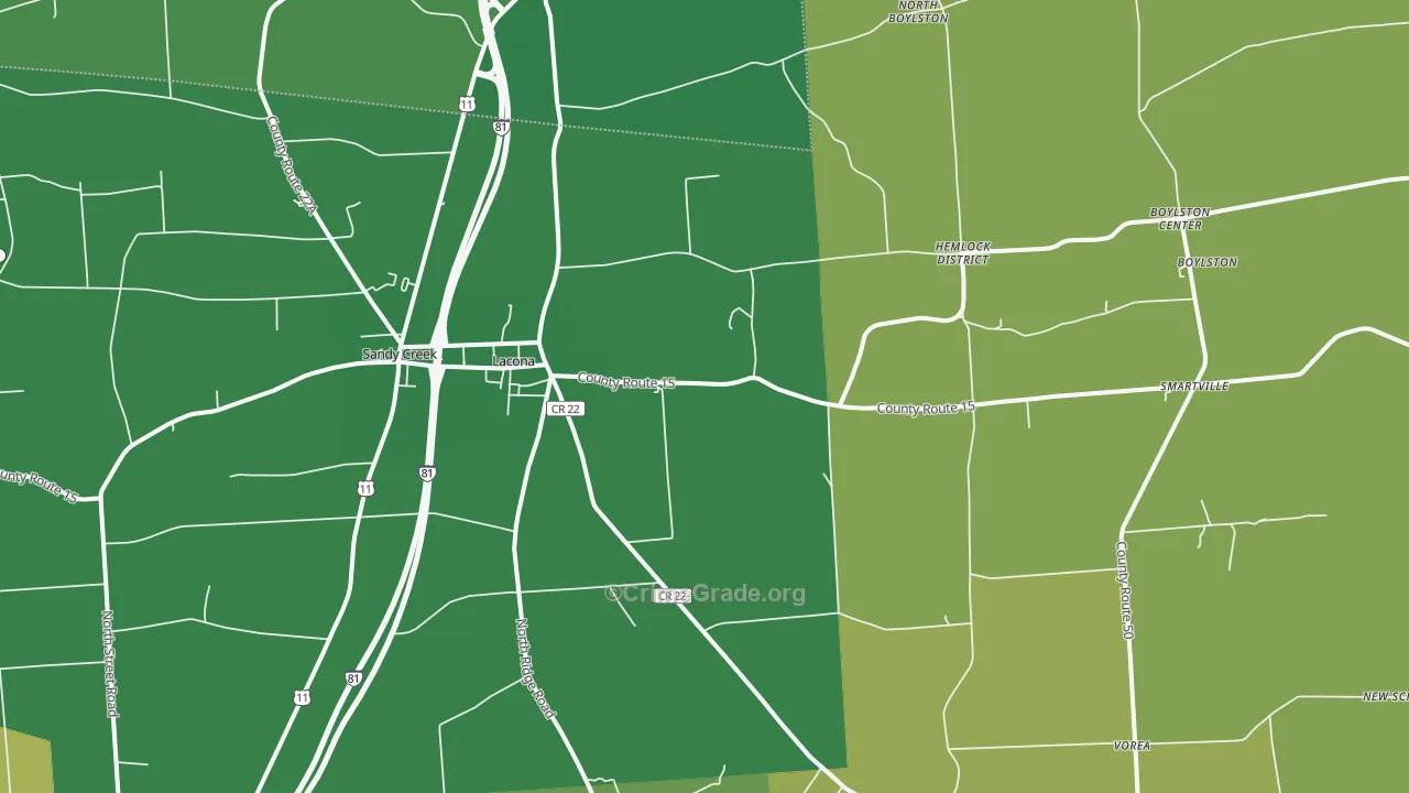 Lacona, NY Map of Arson Rates